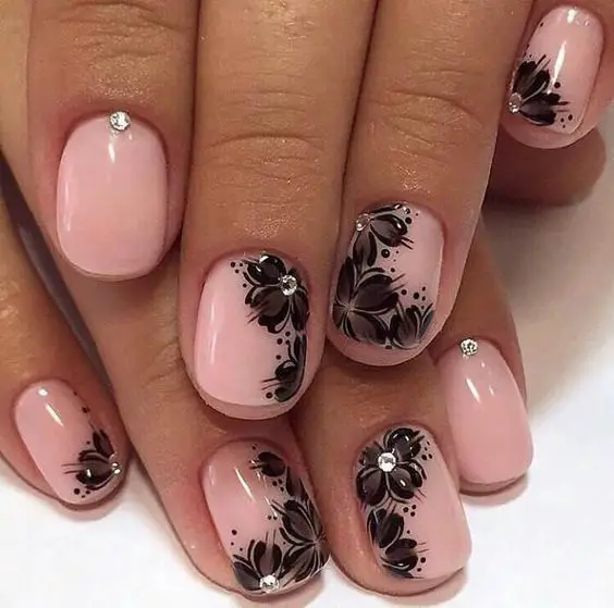 Dark Romance Floral Nail Art