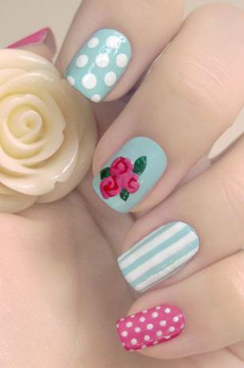 Mix and Match Floral Nail Art