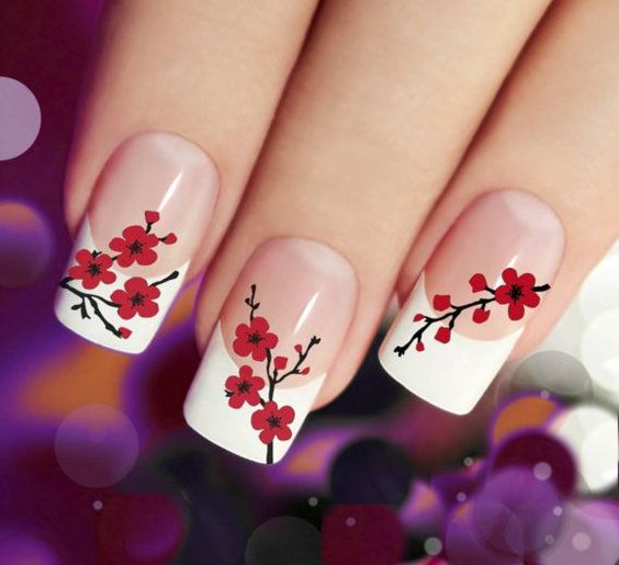 Cherry Blossom Wild Floral Nail art